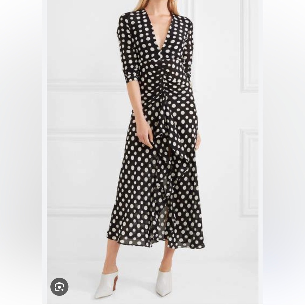 RIXO Adriana Black and White Wrap Dress Long Sleeve V-Neck size S